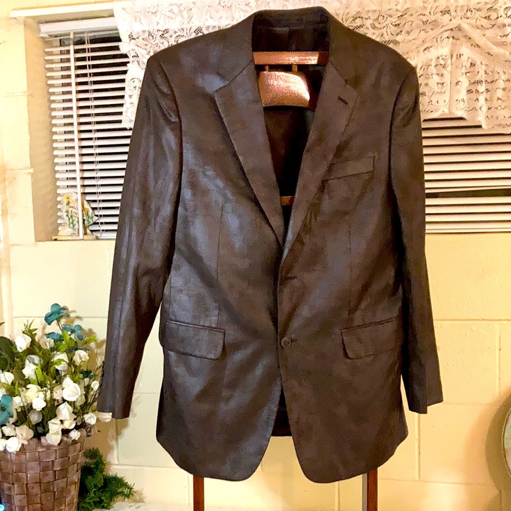 Vintage Andrew Fezza Brown Faux Leather Sport Coat